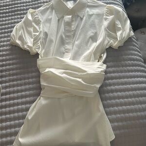 Elegant Cream Blouse with Puff Sleeves